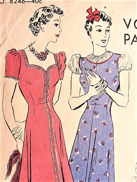 1930s PRETTY Pinafore Dress in Two Styles or Tunic With Shorts Vogue 8246 Vintage Sewing Pattern Bust 34