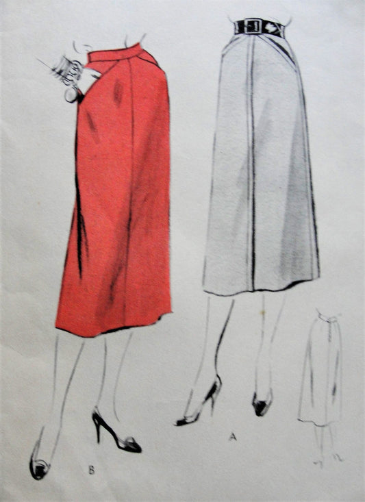 1950s Vintage STYLISH Skirt with Angled Pockets and Optional Bias Bands Vogue 8290 Sewing Pattern Hips 33