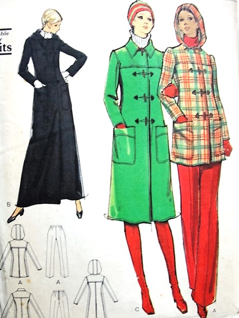 FABULOUS  70s Coat and Pants Pattern VOGUE 8384 Casual or Evening Maxi 3 Lengths Slim Plants Bust 34 Vintage Sewing Pattern FACTORY FOLDED