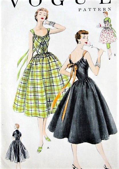 BEAUTIFUL 1950s Party Dress or Apron Dress Pattern VOGUE 8476  Bust 32 Very Easy To Make Vintage Sewing Pattern