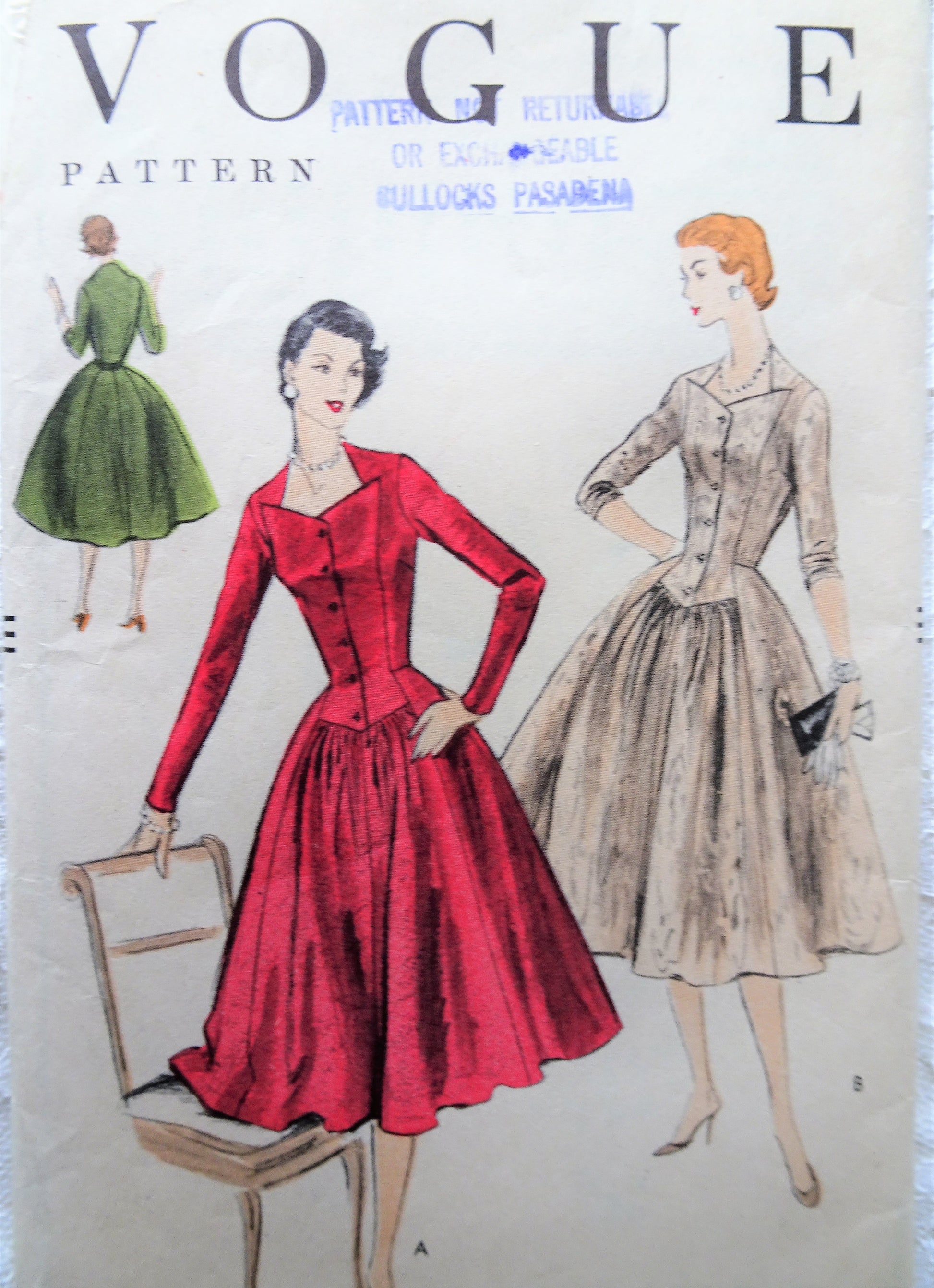 vogue vintage dress patterns Model Pattern V8729 Misses Original 1956 Design and Underskirt, Sizes 14-16-18-20 : Arts, Crafts & Sewing 1954 Vintage Vogue Couturier Design