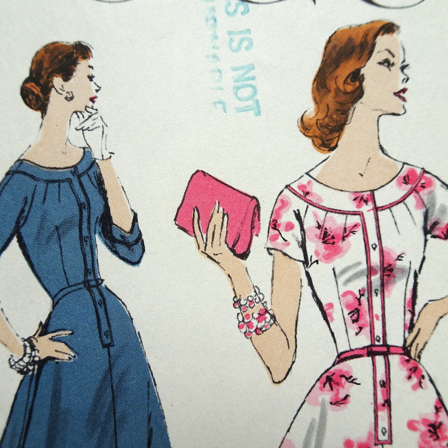 1950s BEAUTIFUL Flared Dress Pattern VOGUE 8873 Lovely Neckline and Style Details, Bust 34 Vintage Sewing Pattern FACTORY FOLDED