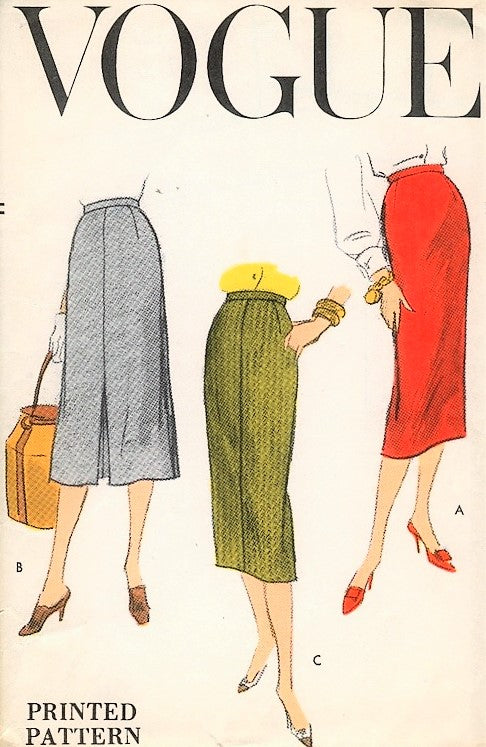 1950s CHIC Slim Skirts Pattern VOGUE 8965 Three Fab Styles Waist 26 Easy To Make Vintage Sewing Pattern