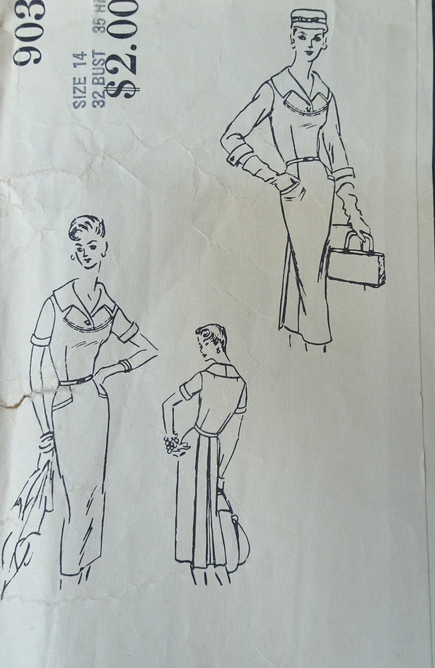 50s CLASSY Slim Dress Day or After 5 Cocktail Party Pattern VOGUE Couturier Design 903 Back interest B 32 Vintage Sewing Pattern + LABEL