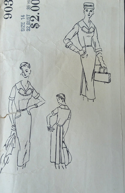 50s CLASSY Slim Dress Day or After 5 Cocktail Party Pattern VOGUE Couturier Design 903 Back interest B 32 Vintage Sewing Pattern + LABEL