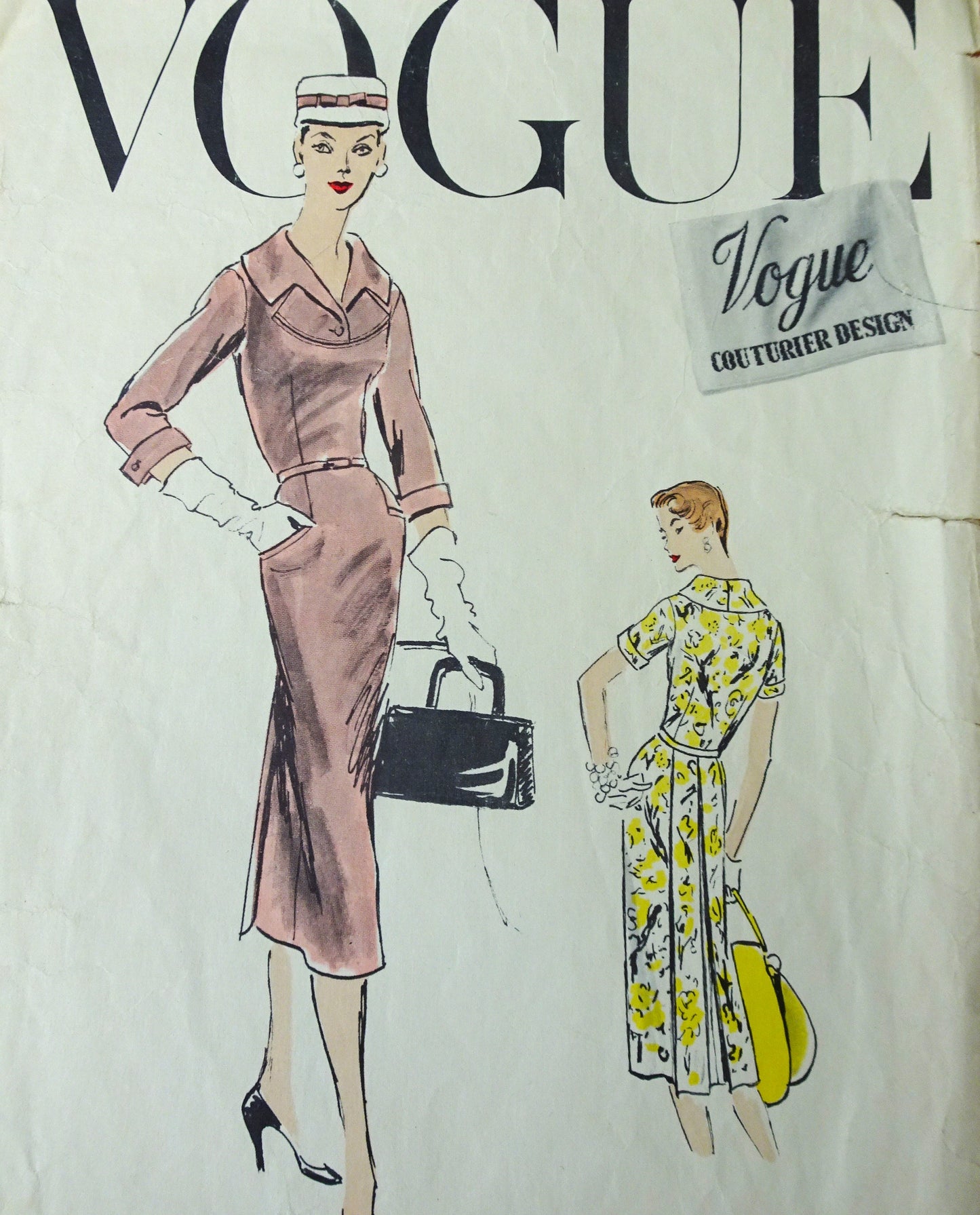 50s CLASSY Slim Dress Day or After 5 Cocktail Party Pattern VOGUE Couturier Design 903 Back interest B 32 Vintage Sewing Pattern + LABEL