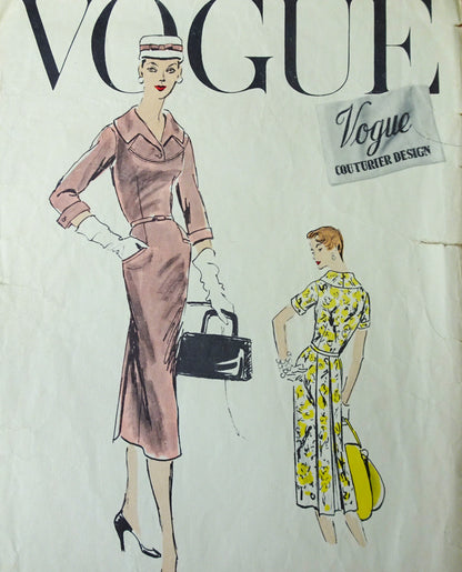 50s CLASSY Slim Dress Day or After 5 Cocktail Party Pattern VOGUE Couturier Design 903 Back interest B 32 Vintage Sewing Pattern + LABEL