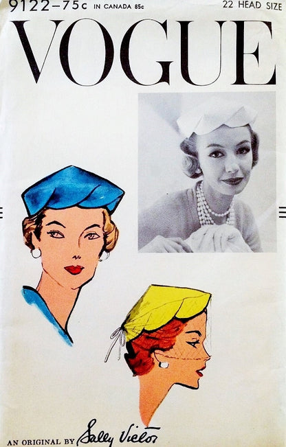 1950s FLIRTY Sally Victor Hat Pattern VOGUE 9122 Close Fitting Hat With Scalloped Edge Tres Chic FACTORY FOLDED Vintage Sewing Pattern