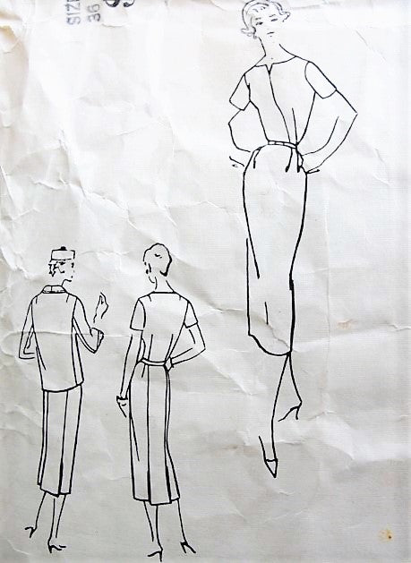 1950s CHIC  Slim Dress and Jacket Pattern VOGUE Couturier Design 951 Day or Cocktail Dinner Surplice Dress Bust 36 Vintage Sewing Pattern
