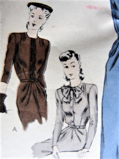 1940s FABULOUS Dress Pattern VOGUE Easy To Make Chameleon Like Slim Dress Bust 30 Vintage Sewing Pattern