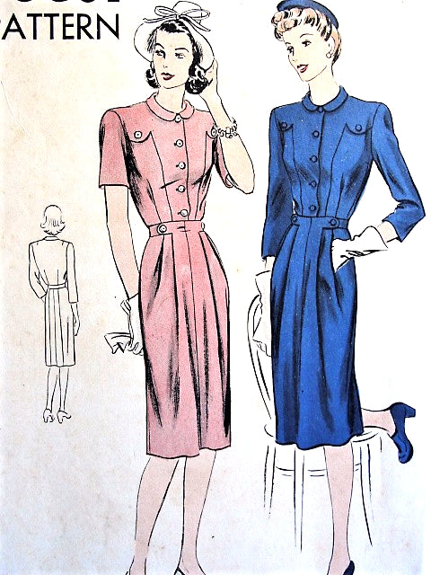 1940s CUTE Dress Pattern VOGUE 9576 Easy Elegance Daytime or After 5 Bust 34 Vintage Sewing Pattern