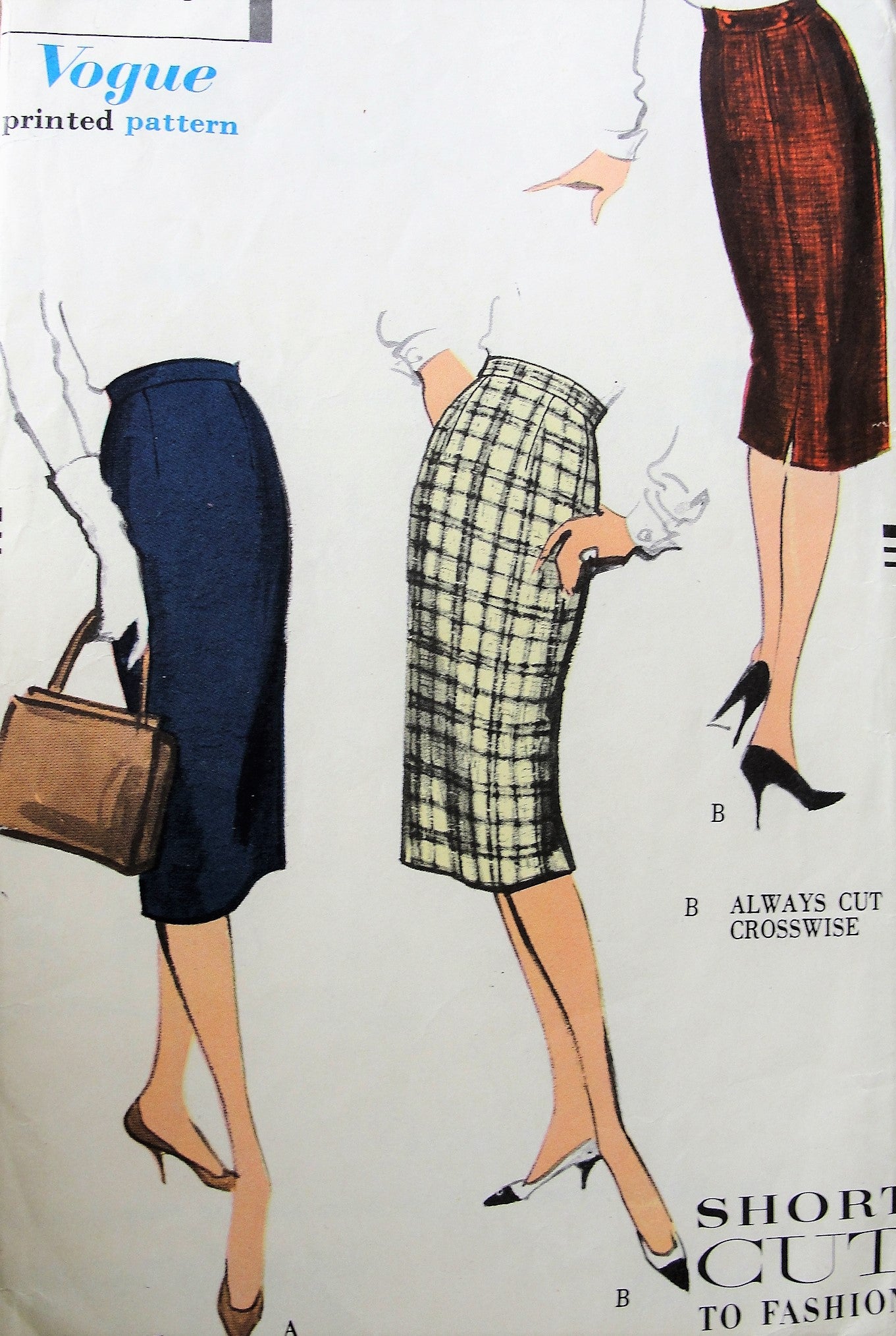 1950s Vintage SMART Slim Dart Fitted Skirt Vogue 9605 Sewing Pattern
