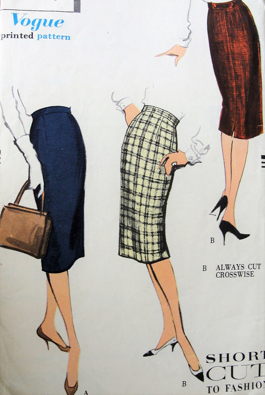 1950s Vintage SMART Slim Dart Fitted Skirt Vogue 9605 Sewing Pattern