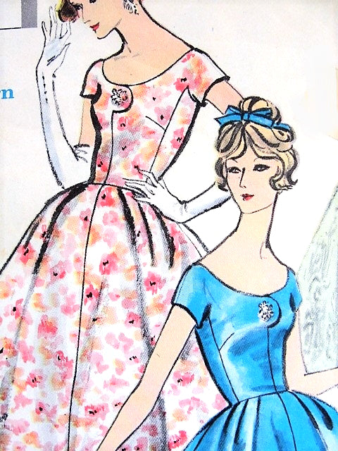 1950s BEAUTIFUL Evening Gown or Cocktail Party Dress and Petticoat Pattern VOGUE 9618 Easy Elegance Bust 36 Vintage Sewing Pattern