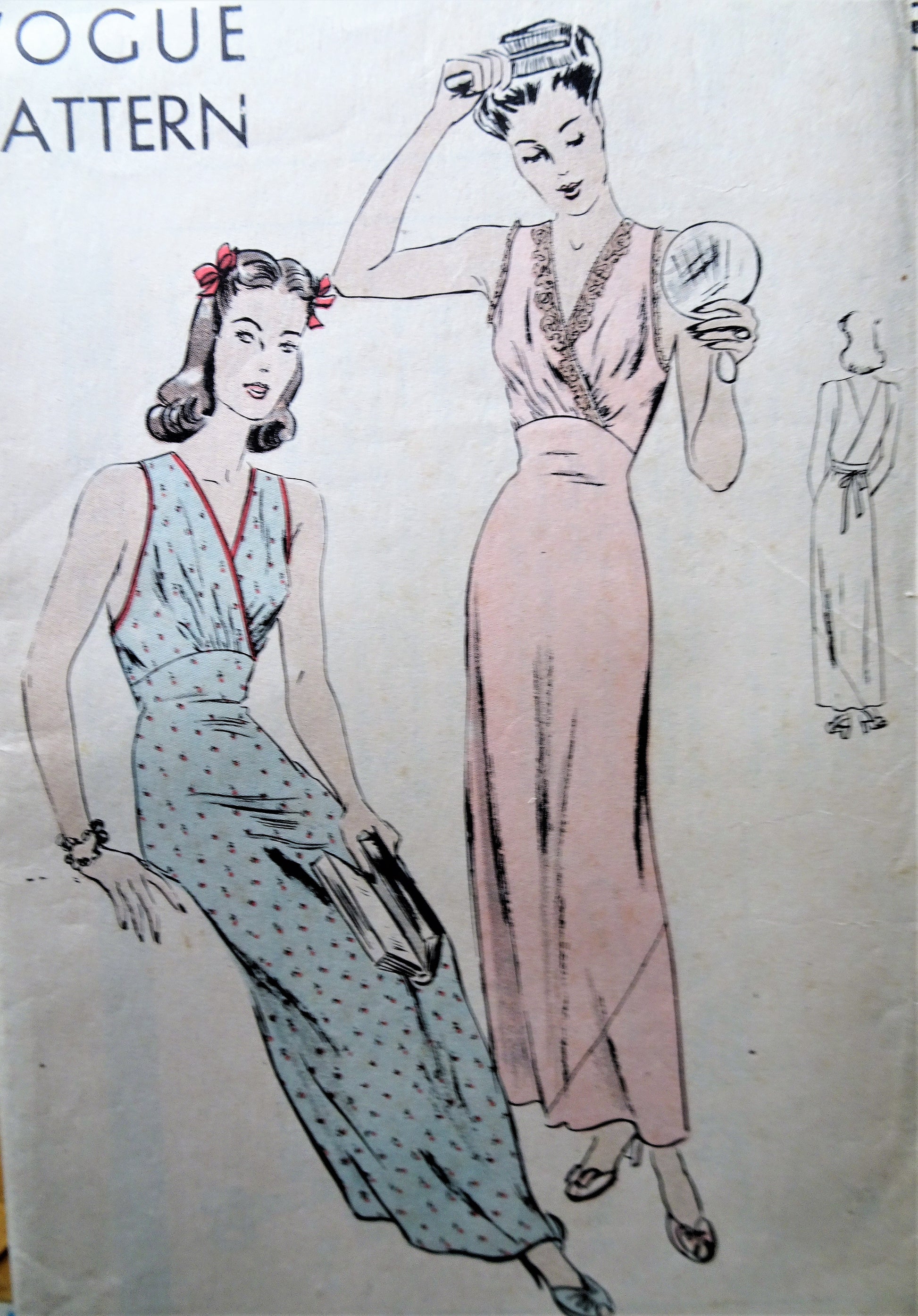 Early 1940s SLINKY Bias Cut Nightgown Lingerie Pattern VOGUE 9710 Beau – So Vintage Patterns