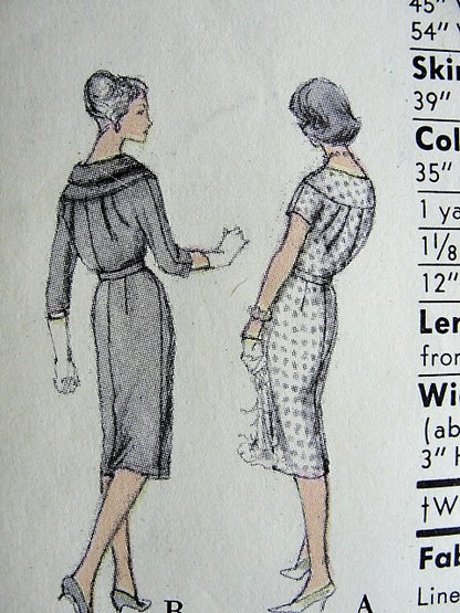 1950s STYLISH Slim Day or After 5 Dress Pattern VOGUE 9734 Easy Elegance Bust 36 Vintage Sewing Pattern FACTORY FOLDED