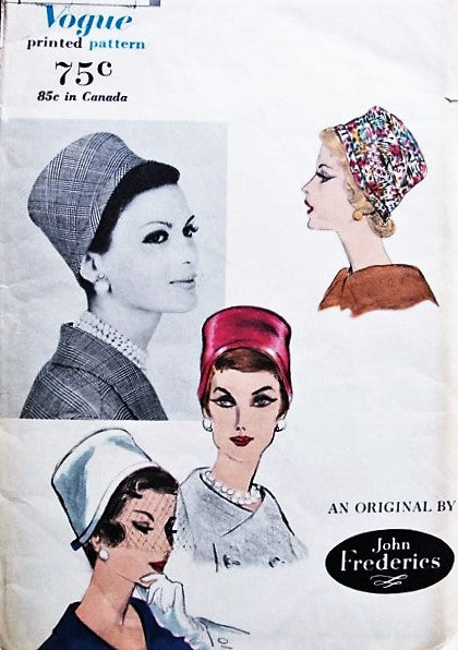 FAB 50s VOGUE 9923 John Frederics Pillbox Cloche Hats Vintage Sewing Millinery Pattern UNCUT