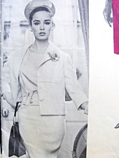1960s CLASSY Three Pc Suit Pattern VOGUE Couturier Design 1192 Designer John Cavanagh  Slim Skirt Suit and Over Blouse  Bust 32 Vintage Sewing Pattern UNCUT +Label