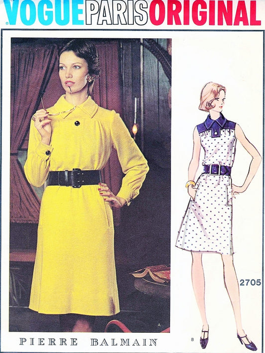 1970s Pierre BALMAIN Loose Fitting Dress Pattern VOGUE Paris Original 2705 Stylish Day Dress Size 10 Vintage Sewing Pattern FACTORY FOLDED