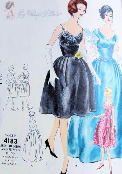 1960s Mad Men Era Glamorous Evening Gown Cocktail Dress Pattern Vogue Special Design 4183 Vintage Sewing Pattern Breathtaking Flattering Style Bust  31.5