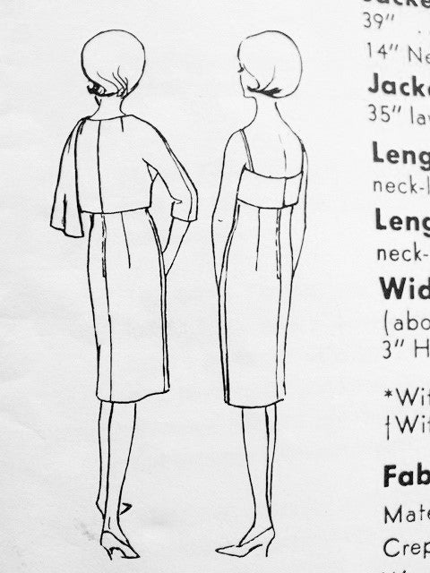 1960s Stunning Cocktail Evening Dress and Jacket Pattern Vogue Special Design 5712 Slim Dress With Striking Draped Bodice Jacket Has Crossed Over Draped Closing Chic Style Vintage Sewing Pattern