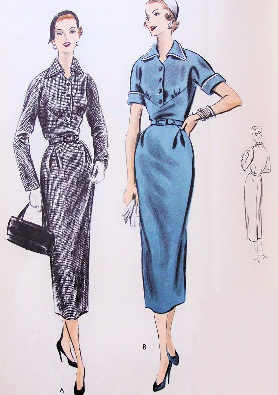 1950s Slim Dress Pattern Vogue 8115 Stylish Slim Day Dress Bust 32 Vintage Sewing Pattern FACTORY FOLDED