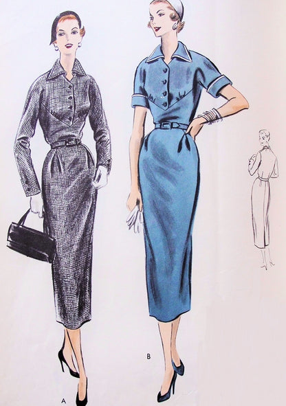 1950s Slim Dress Pattern Vogue 8115 Stylish Slim Day Dress Bust 32 Vintage Sewing Pattern FACTORY FOLDED