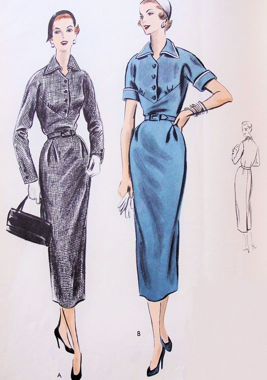 1950s Slim Dress Pattern Vogue 8115 Stylish Slim Day Dress Bust 32 Vintage Sewing Pattern FACTORY FOLDED