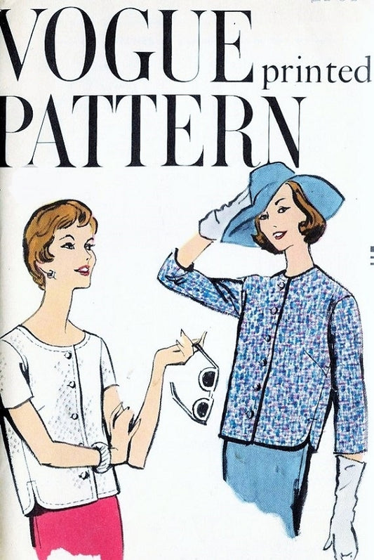 1950s CLASSY Jacket Blouse Pattern Easy To Make Vogue 9513 Straight Jacket Two Styles  Bust 34 or 36 Vintage Sewing Pattern FACTORY FOLDED