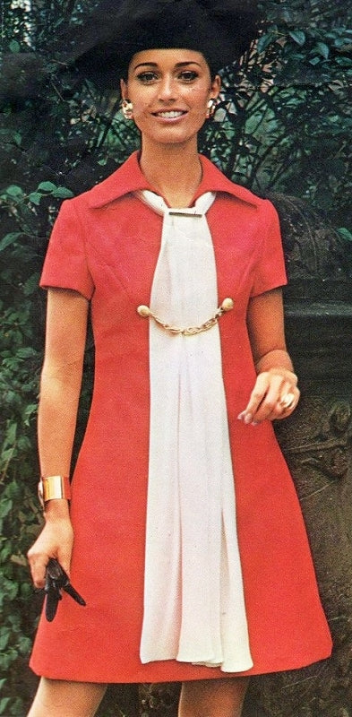 1970 Mod Dress Pattern Vogue Americana 2299 Bill Blass A Line Dress Bust 36 Vintage Sewing Pattern