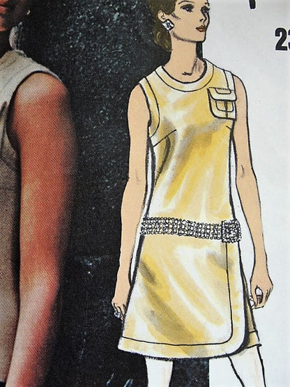 RARE Patou 1960s Mod Dress Pattern VOGUE Paris Original 2302 Unique Details Day or Cocktail Party Dress Bust 34 Vintage Sewing Pattern UNCUT