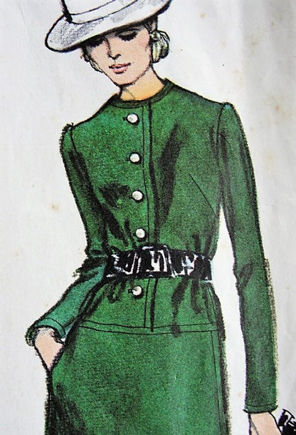1970s Classy GIVENCHY Dress Pattern VOGUE Paris Original 2474 MIDI length Jewel Neckline Daytime or After 5 Elegant Dress  Bust 34 Vintage Sewing Pattern