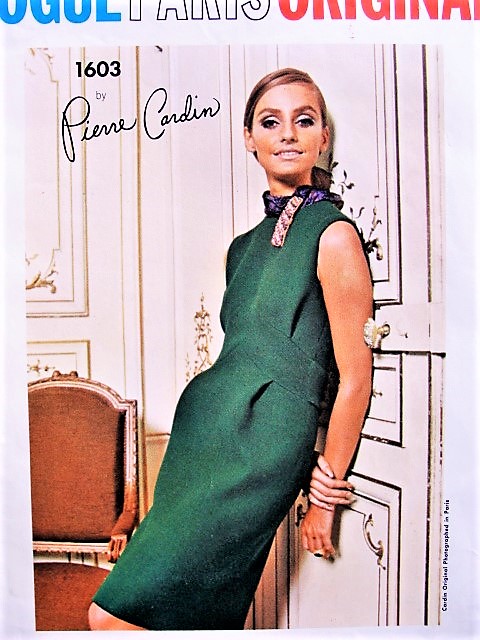 1960s LOVELY Pierre Cardin Day or Cocktail Party Evening Dress Pattern VOGUE Paris Original 1603 Beautiful Design Easy Elegance Bust 34 Vintage Sewing Pattern