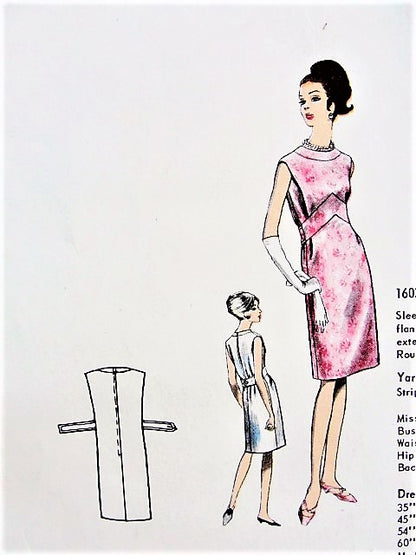 1960s LOVELY Pierre Cardin Day or Cocktail Party Evening Dress Pattern VOGUE Paris Original 1603 Beautiful Design Easy Elegance Bust 34 Vintage Sewing Pattern