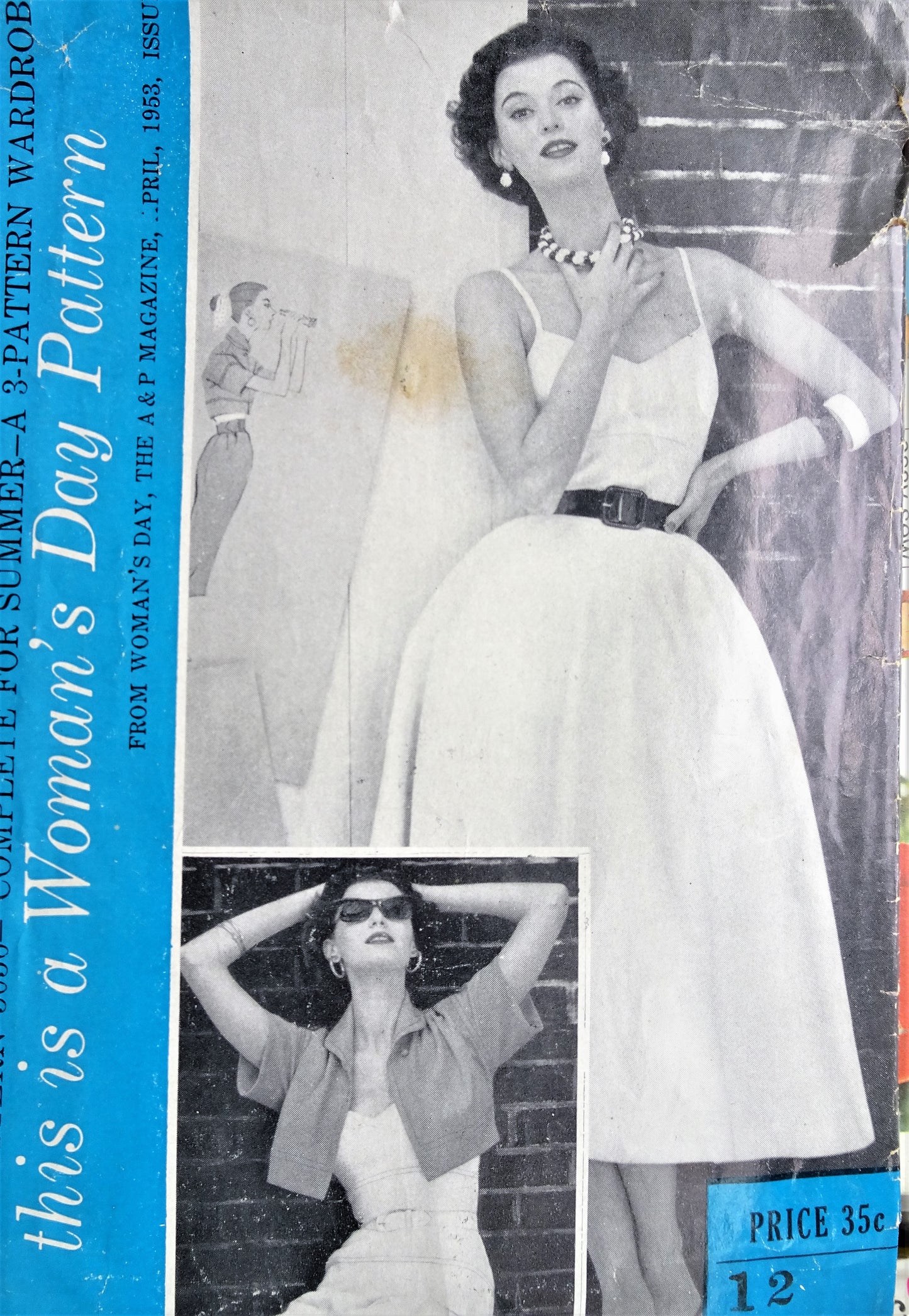1950s SUMMER Wardrobe Pattern WOMANS DAY 5056 Fab High Waist Shorts, Halter Top,  Skirt and Jacket, Bust 30 Vintage Sewing Pattern