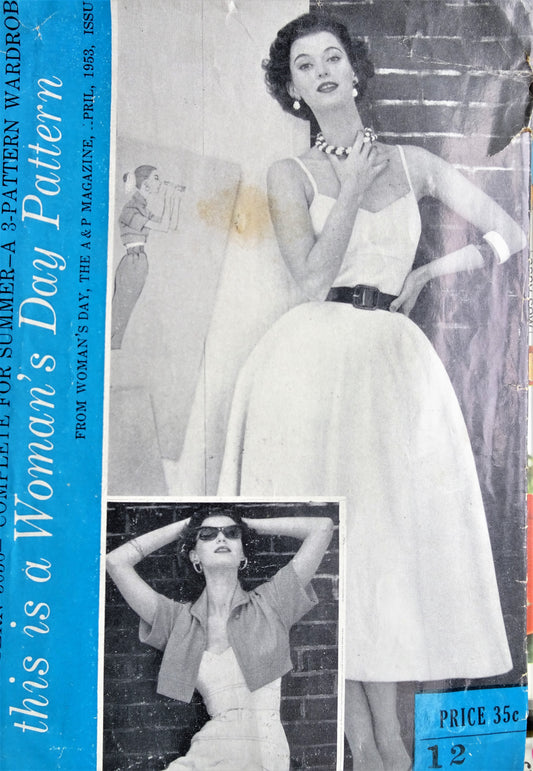 1950s SUMMER Wardrobe Pattern WOMANS DAY 5056 Fab High Waist Shorts, Halter Top,  Skirt and Jacket, Bust 30 Vintage Sewing Pattern