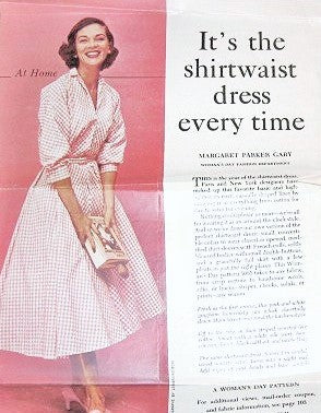 1950s Lovely Shirtwaist Dress Pattern Womans Day 5085 Day or Evening Dress Flattering Full Skirt  Bust 30 Vintage Sewing Pattern FACTORY FOLDED